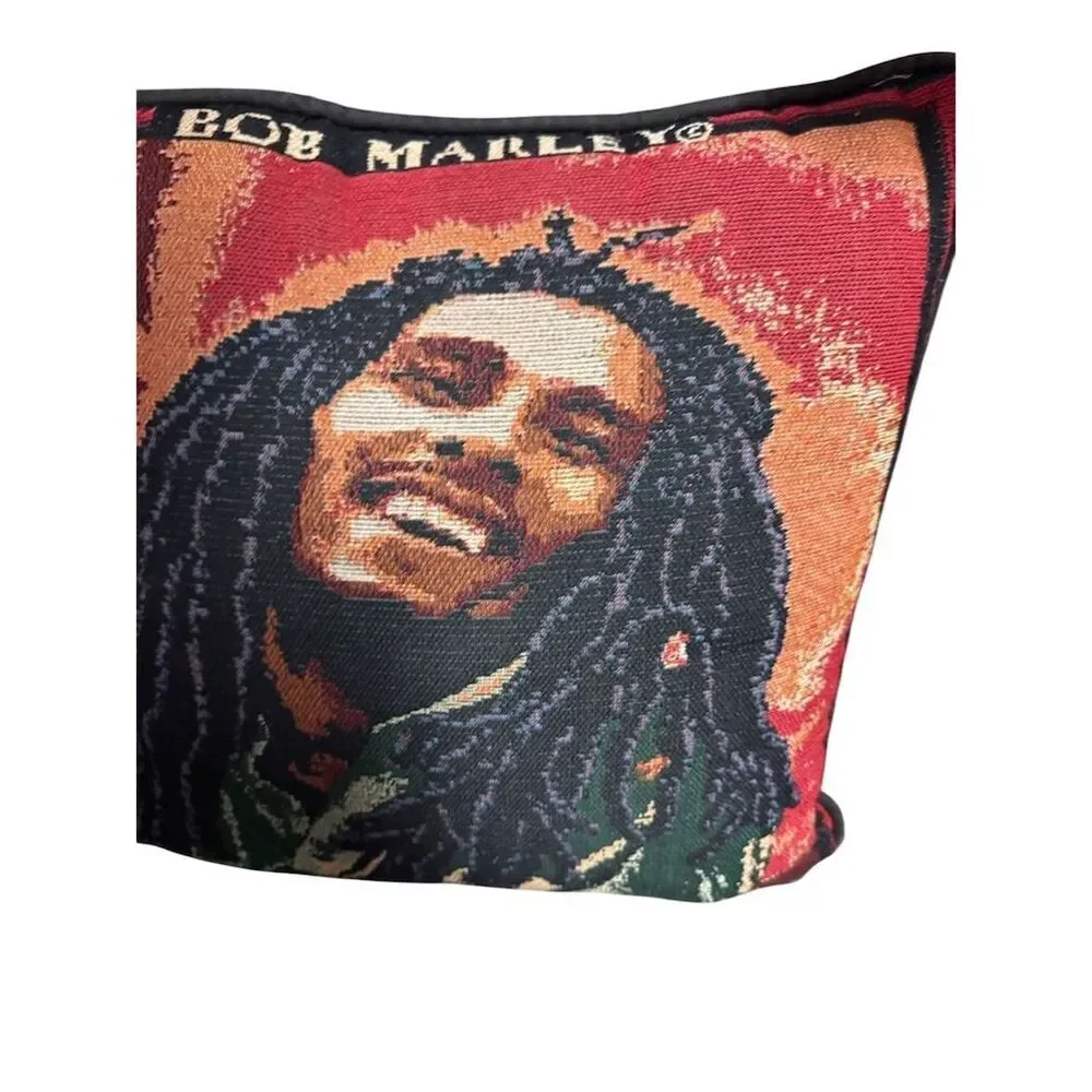 Bob Marley Vintage Throw Pillow Reggae Music Iconic Image Multicolor